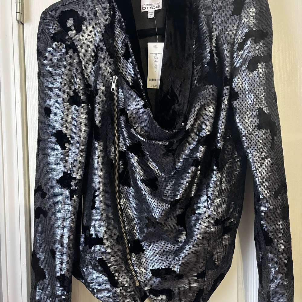 Velvet Drape Sequence Jacket Size Large - image 5